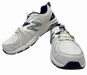 New Balance 857 N2 Training Shoes Size Men’s Sz-13 White Navy Leather Clean EUC - Picture 1 of 10