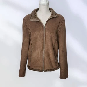Vintage LL Bean XL Women Sherpa Lined Faux Shearling Jacket Barn Chore Coat - Picture 1 of 10