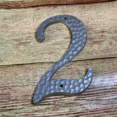 Traditional Silver Hammered Metal  3 1/4” House Mailbox Number 2 - Image 1 of 4