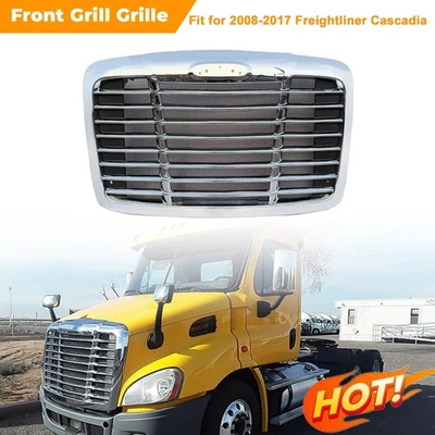 Front Grill Grille with Bug Screen For 2008-2017 Freightliner Cascadia Chrome - Image 1 of 4