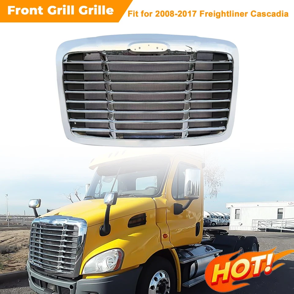 Parrilla delantera con pantalla de insectos para Freightliner Cascadia 2008-2017 cromada Foto 1 de 4