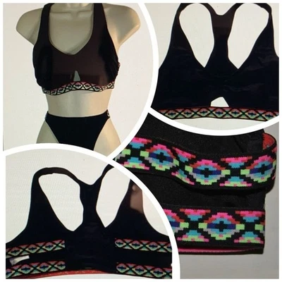 EXHILARATION Mujer Negro con Ribete Arco Iris Multicolor Bikini Top/Inferior Natación Talla M Foto 1 de 4