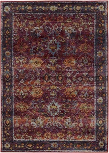 Red Petals Vines Rings Leaves Bordered Area Rug 7153A - Aprx 3' 3" x 5' 2" - Picture 1 of 1