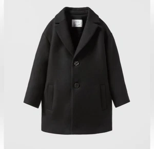Zara Jungen schwarz Wollmischung Midi Doppelknopf Peacoat Mantel Jacke 5 6 Jahre - Bild 1 von 5