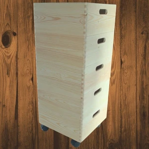 Caja de almacenamiento cuadrada de pino de 5 niveles con ruedas juego de caja de madera 30x30x70,5 cm - Imagen 1 de 9