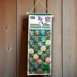 Vintage Wincraft NFL Super Bowl I - XXII Champion Button Pins with Felt Banner - Picture 1 of 8