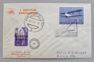 Brief 1. Amtliche Raketenpost Österreich 1961 anlässlich Luposta Wien Postrakete - Bild 1 von 2