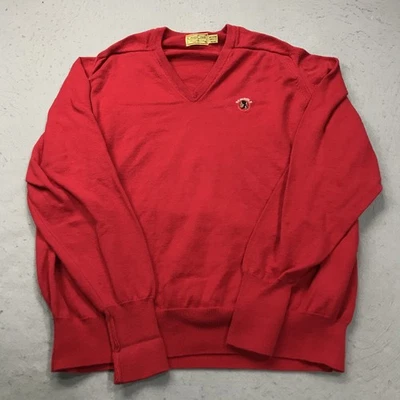 Suéter masculino taco de golfe Seminole XL vermelho vintage gola V pulôver EUA 90s - Imagem 1 de 4