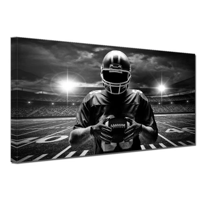 Rugby Canvas Wall Decor Black Artwork Canvas Wall Art Extra Large Football Fi... - Image 1 of 4