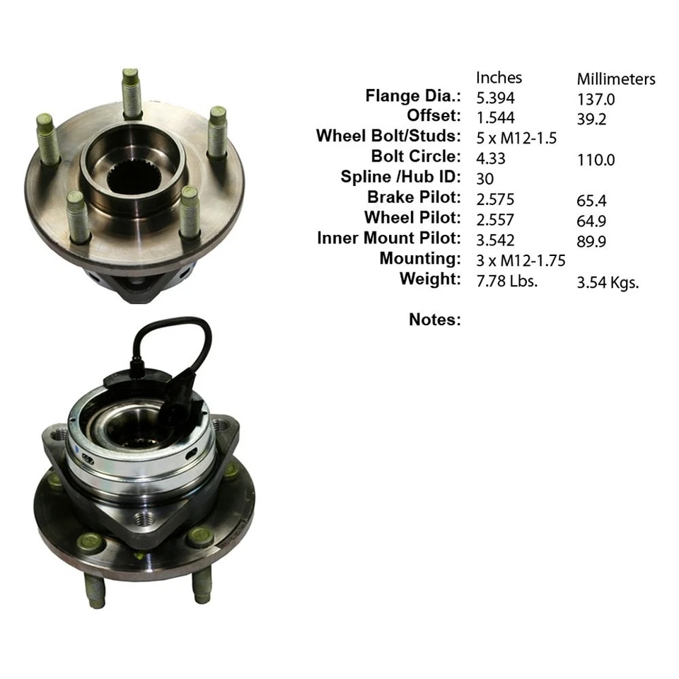 For Chevy Malibu 04-12 Wheel Bearing and Hub Assembly Premium Front Passenger Foto 1 de 1