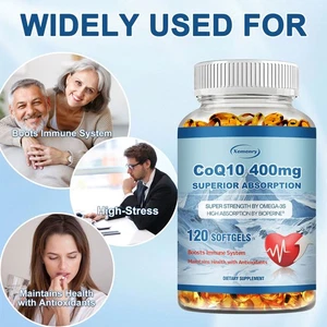CoQ10 400mg-Ubiquinone High Absorption Coenzyme Q10 Cardiovascular Heart Health - Picture 1 of 8