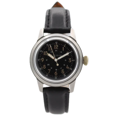 Reloj Pulsera Mecánico Bulova Militar Hack Set De Colección 32mm Acero 10BNCH Foto 1 de 4