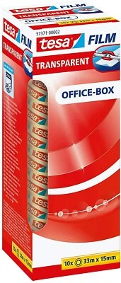 Tesafilm Transparent Klebeband reißfest Office-Box 10 Rollen 33m x 15mm Büro