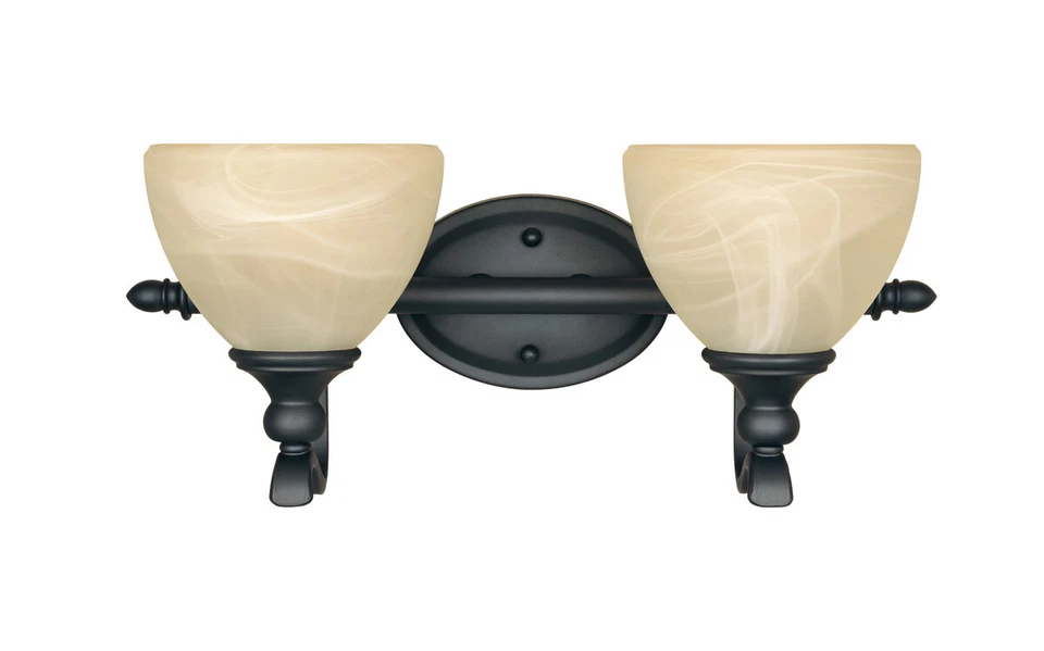 Bronce bruñido y vitral de té vidrio de alabastro 2 luces baño Foto 1 de 1