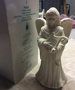 NIB~PARTYLITE "Lyrical Angel" Bisque Porcelain Taper Candle Holder Statue P0461 - Picture 1 of 8