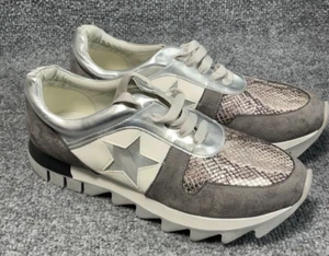π Seniorah Women's Running Sneakers β Silver Lace Up Low Top Chunky Sole - Picture 1 of 10