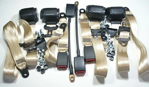 SET OF 4 NEW BEIGE RETRACTABLE TRW / REPA SEAT BELTS BMW 2002 2002TII , GERMANY - Picture 1 of 5
