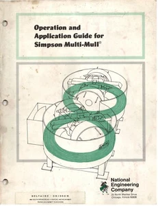 NATIONAL ENGINEERING OPERATION MANUAL FOR SIMPSON MULTI MULL MIXERS 1975 - Foto 1 di 3