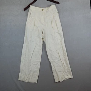 NWT J Crew Pants Linen Blend Wide Leg Ivory Pleated Trousers Size 0 New - Picture 1 of 10