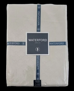 Waterford Ember Ivory 70x84 Oblong Tablecloth Scallop Tonal Texture - Picture 1 of 7