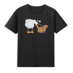 Pelican Tries to Eat Capybara Funny Capybara Kawaii Meme Vintage Men's T-Shirt - Picture 1 of 4