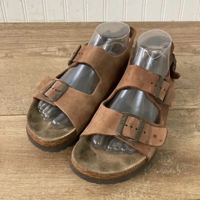 LL Bean Sandals Womens 7.5 M Casual Triple Strap Buckle Slip On Slide Faux Suede - Image 1 of 4