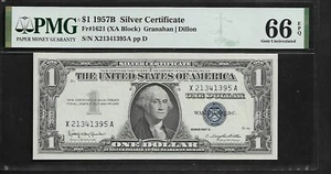 US 1 $ 1957B PMG 66 EPQ UNC Fr #1621 Silver Certificate Granahan/Dillon - Picture 1 of 4