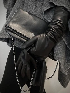 Lange Lederhandschuhe, Farbe schwarz. Handgefertigt in Spanien. Handgenäht - Bild 1 von 4