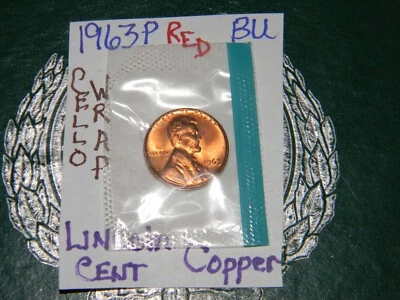 1963 P Lincoln Memorial Cent - Scarce [BRILLIANT UNC]  Better Date-RED & SHINY!! - Image 1 of 4