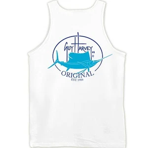 Guy Harvey Original Fin Fishing Boat Beach Tank Top. Pick Size..Fast Ship..White - Picture 1 of 6