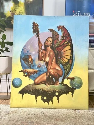 Pintura acrílica fantasía surrealista original sobre lienzo.20''x16''. Foto 1 de 4