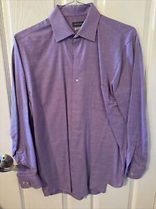 Van Heusen Purple Dress Shirt L, Size M, 15.5 - 32/33 Long Sleeve Button Up