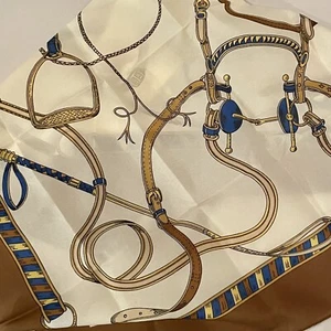 NEW Vintage Serendipity Equestrian Products Scarf Polyester Horseshoes Harness - Bild 1 von 7