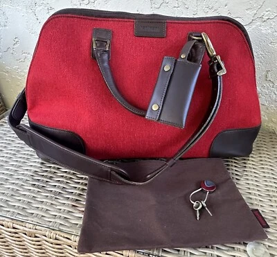 Vintage Hartmann Red Tweed and Brown Leather Weekend Cabin Carry On Bag 19” Foto 1 de 4