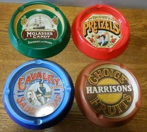 4- Vintage Advertising Ashtrays Case Mfg England Pretzels fruits candy soap - Picture 1 of 6