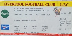 Liverpool V Manchester United Unused Ticket 1997-98 - Picture 1 of 2