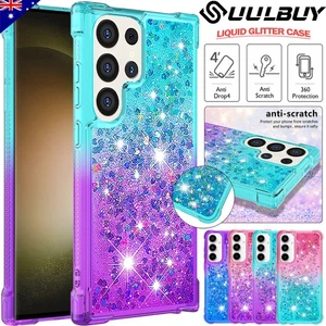 For Samsung S25 S24 S23 S22 S21 S20 FE Ultra S10 Case Clear Liquid Glitter Cover - Picture 1 of 15