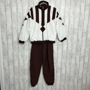 Vintage Janeve Brown White 2 Piece Long Sleeve Zip Up Track Suit Small - Picture 1 of 18