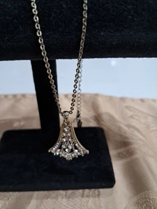 Delicate~ DOWNTON ABBEY ~ Tassle ~ Rhinestone/Goldtone ~ Necklace ~Signed ~EUC  - Picture 1 of 7