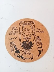 ANCIEN Ss Bock : Prost ISENBECK / Carlo SCHMID / Bierdeckel Viltje BeerCoaster - Picture 1 of 2
