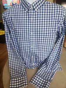Nordstrom Mens Shop Dress Shirt Size Large Blue & White Trim Fit Long Sleeve #29 - Picture 1 of 8