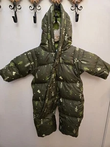 Columbia Daunen grün Kapuze Reißverschluss Schneeanzug 6 Monate Fleece gefüttert Schnee Winter Baum - Bild 1 von 5
