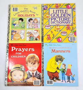 4 Vtg Little Golden Books Manners Holidays Picture Dictionary Prayers 60-80s Lot - Picture 1 of 17