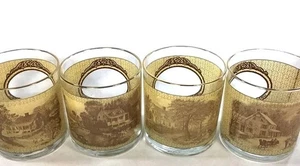 Vintage Currier & Ives 4 Jahreszeiten Panorama Houze Kunst Hi-Ball Gläser 4er Set - Bild 1 von 18