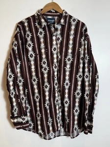 Wrangler Western Brushpopper Pearl Snap Shirt Men XL Aztec Vintage Brown Rodeo - Picture 1 of 8