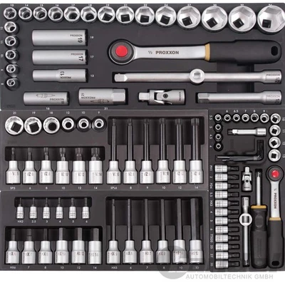 JUEGO DE LLAVES DE VASO PROXXON 1/2"+1/4" HEXÁGONO INTERIOR, TUERCA XZN VARIOS DIENTES 101 piezas