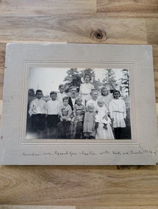 ANTIQUE Family Group Photo Grandparents With Grandkids Little Kids PHOTOGRAPH - Picture 1 of 4