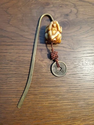 复古稀有日本网介猴子看到没有,犹豫不决,说不邪恶黄铜钩 — 第 1/4 张图片