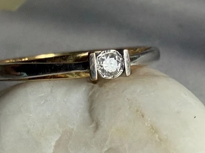 RING - BI-COLOR - 375 Gold 9 Karat - mit Diamant - Gr. 56 (17,8) -NEUW. ART DECO - Bild 1 von 4