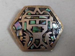 Broche en Plata 925 y Concha de Abulón (México) Azteca - Picture 1 of 6